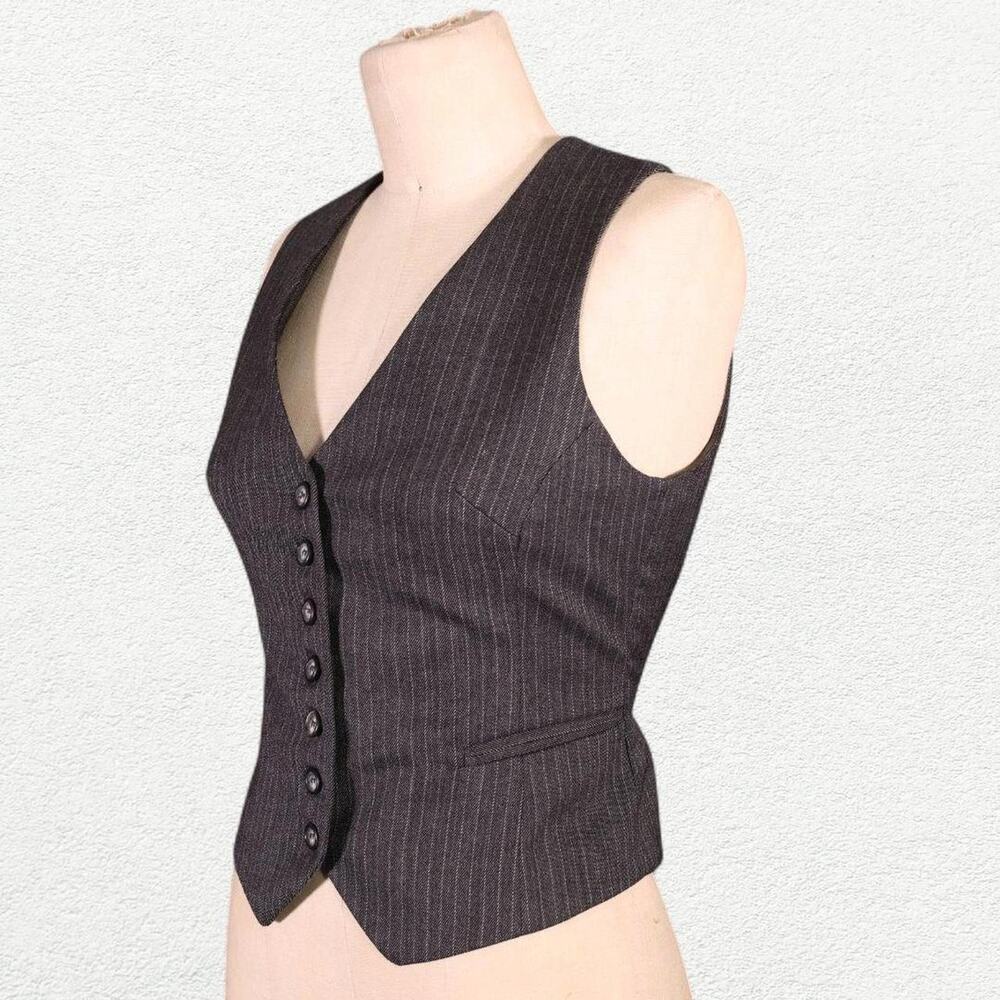 Rouje Paris Jacob Vest Top in Pinstripe Black Grey